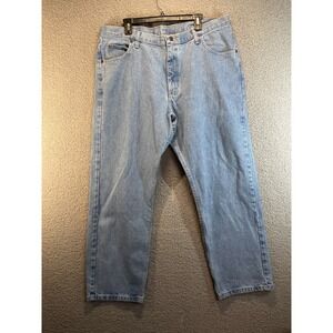 Wrangler Cowboy Cut Jeans Mens Size 40 x30* Mid Wash Blue Distressed Denim‎